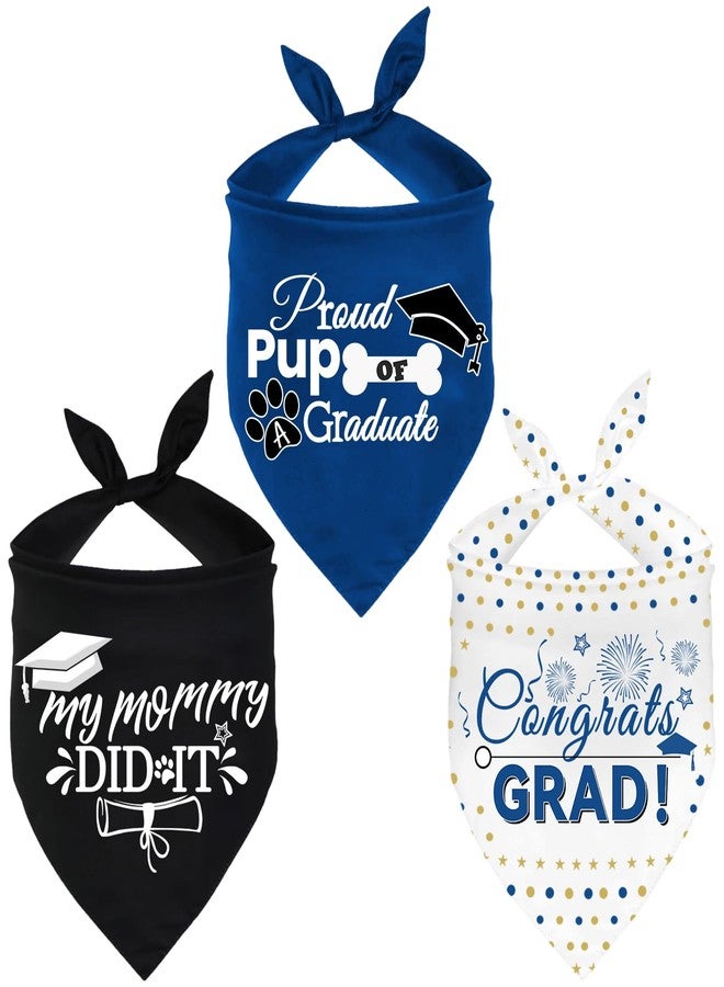 Bolake 3 Pack Dog Graduation Bandanas Reversible Doggy Graduations Cap and Gown Adjustable Graduat Pet Triangle Scarf Outfit Costume for Small Medium Large Dogs - Image 1
